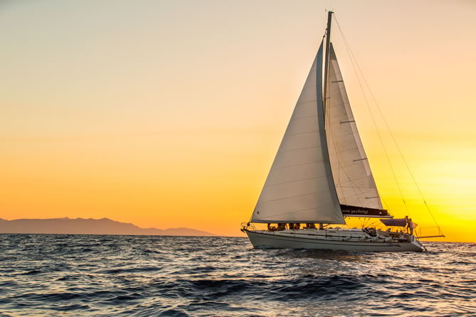Panoramic sea views during a sailing tour in Crete